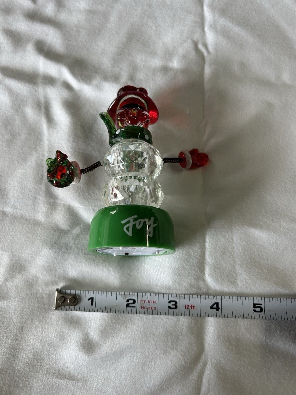 Snowman Ornament Coil Metal Movable Arms Legs - Acrylic - lights - not tested